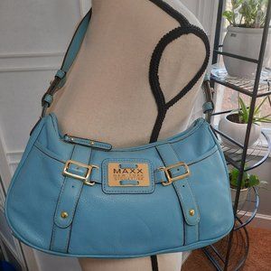 Max New York Signature Robin's Egg Blue Leather Shoulder Bag